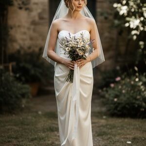 Elegant SELINA white 💯 % SILK Never worn Strapless wedding Dress 10